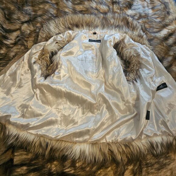 Vintage Pamela McCoy Small Faux Coyote Tipped Arctic Fox Chevron Fur Zipper Vest - Picture 9 of 11